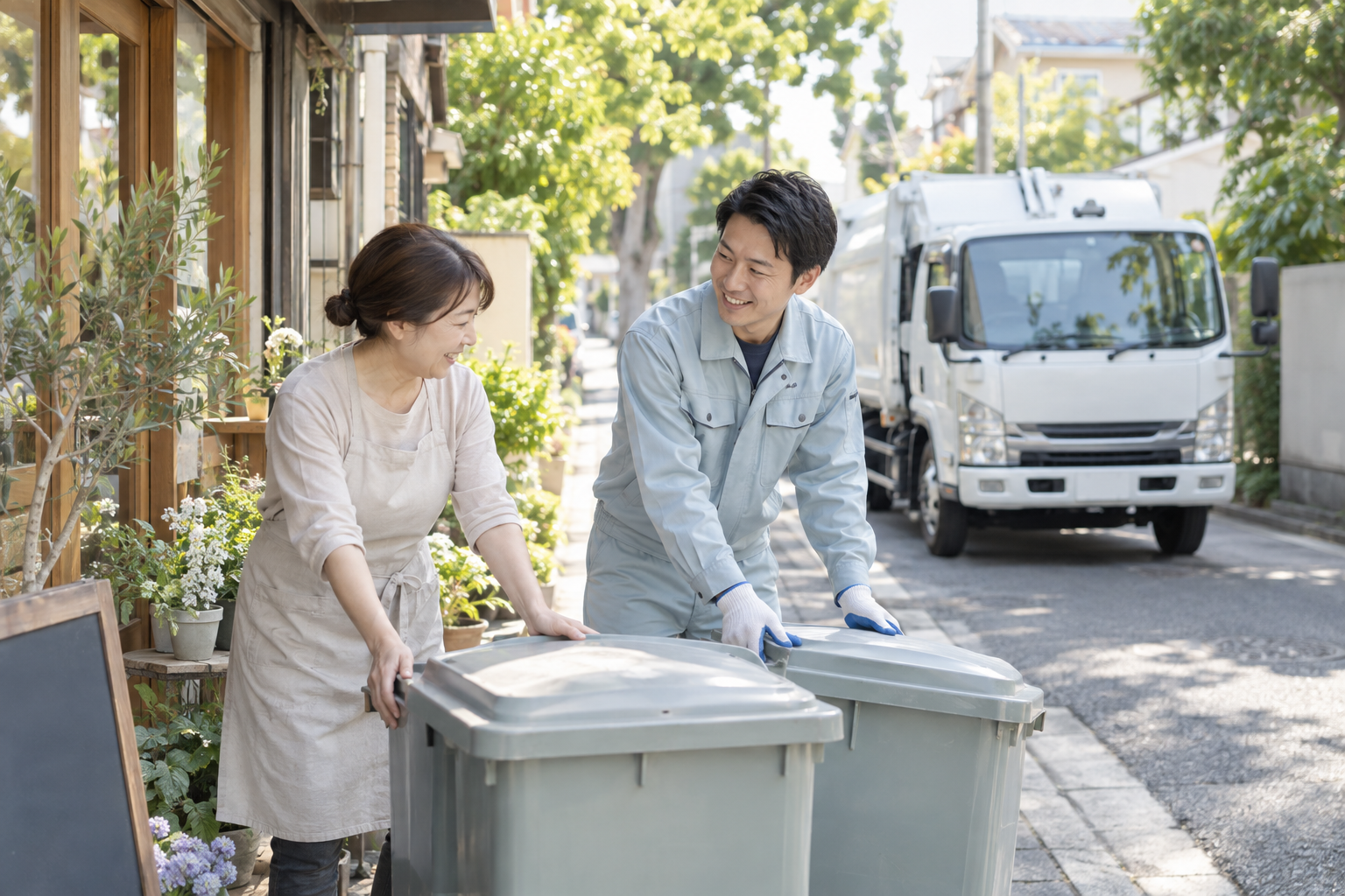 お客様の回収準備を手伝うドライバーのイメージ